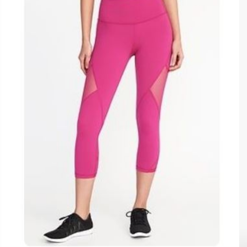 Old Navy active mid-rise mesh-panel crops hot pink